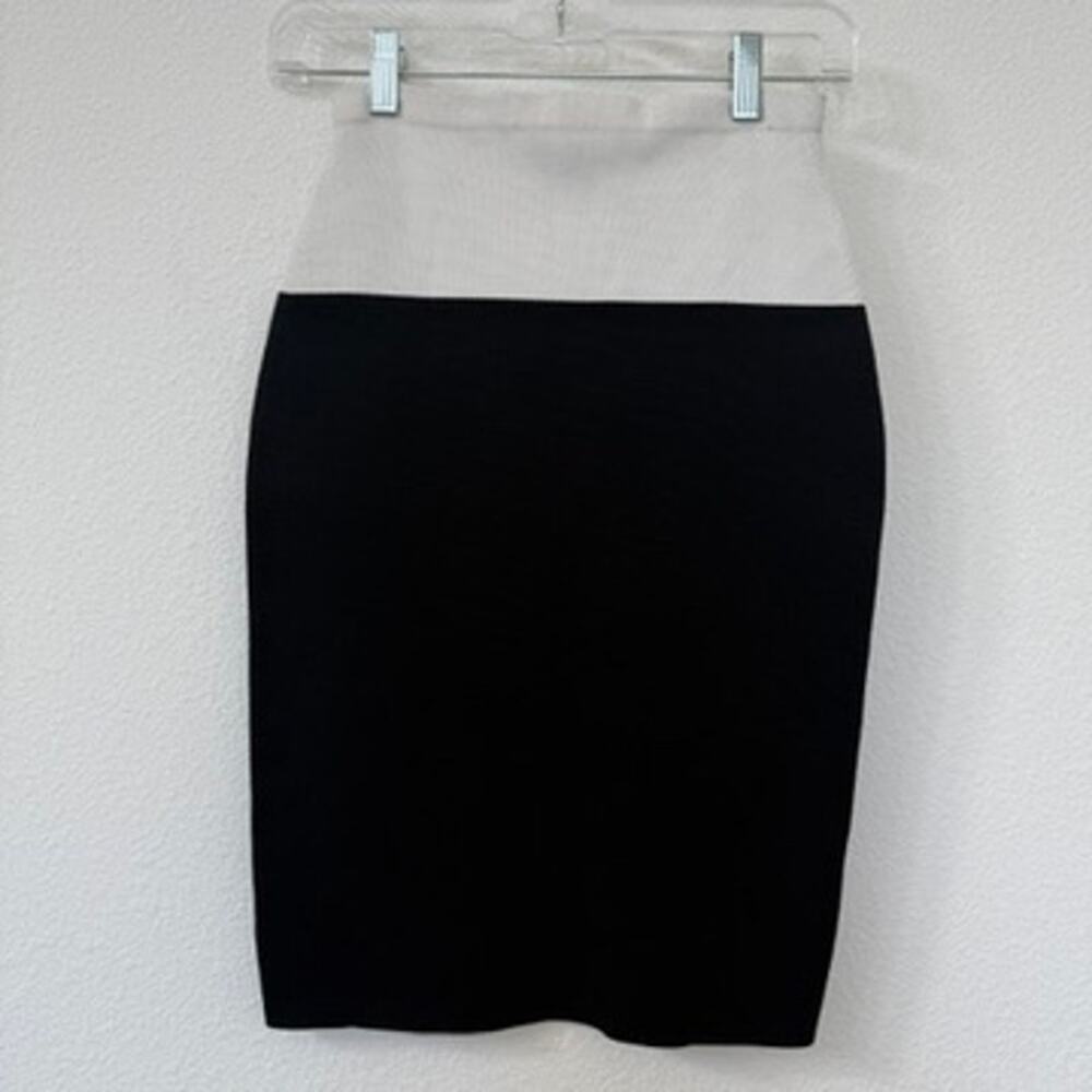 NARCISO RODRIGUEZ‎ Colorblock Pencil Skirt Black White Knit Minimalist Size 38